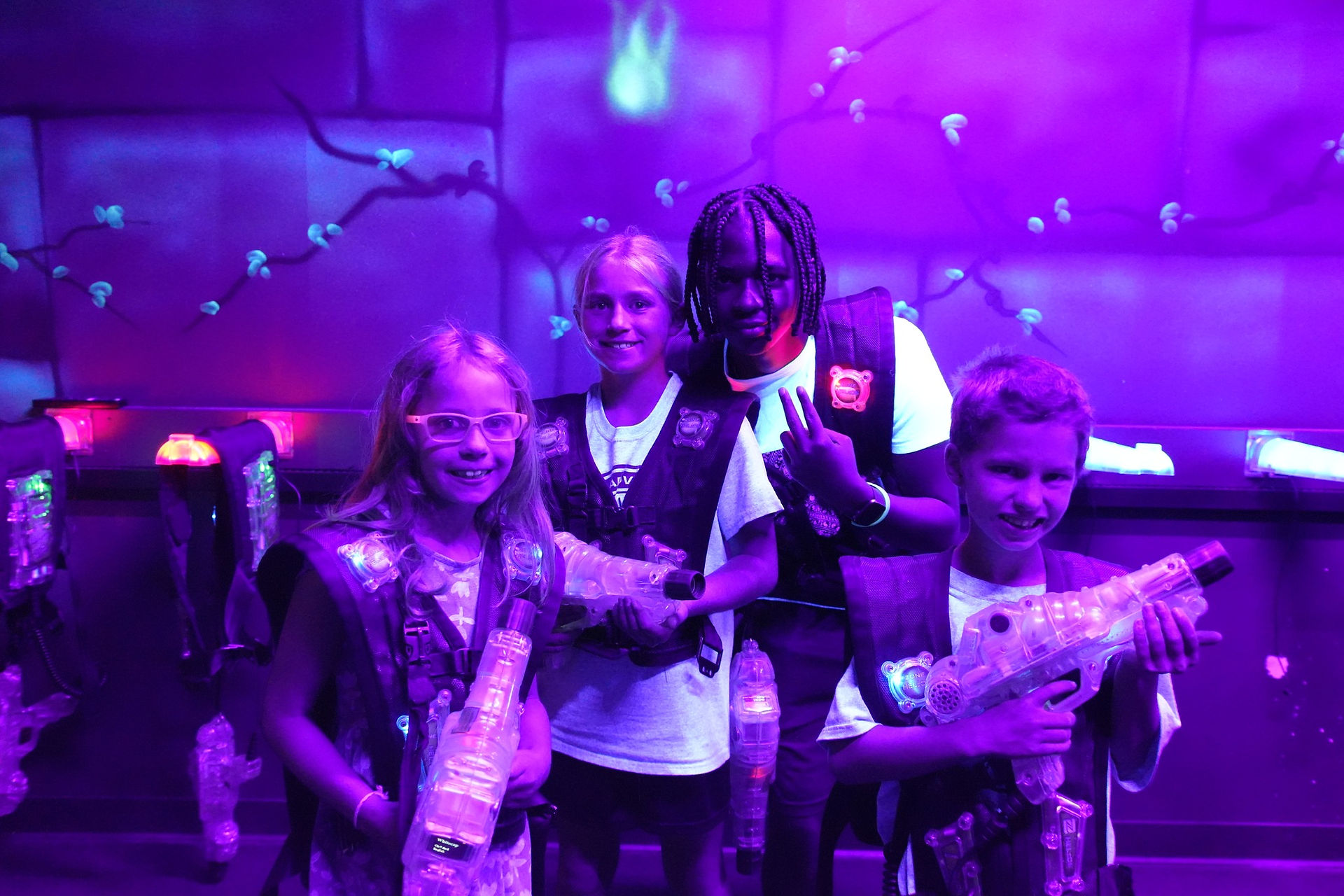 kids playing laser tag at the fun lab